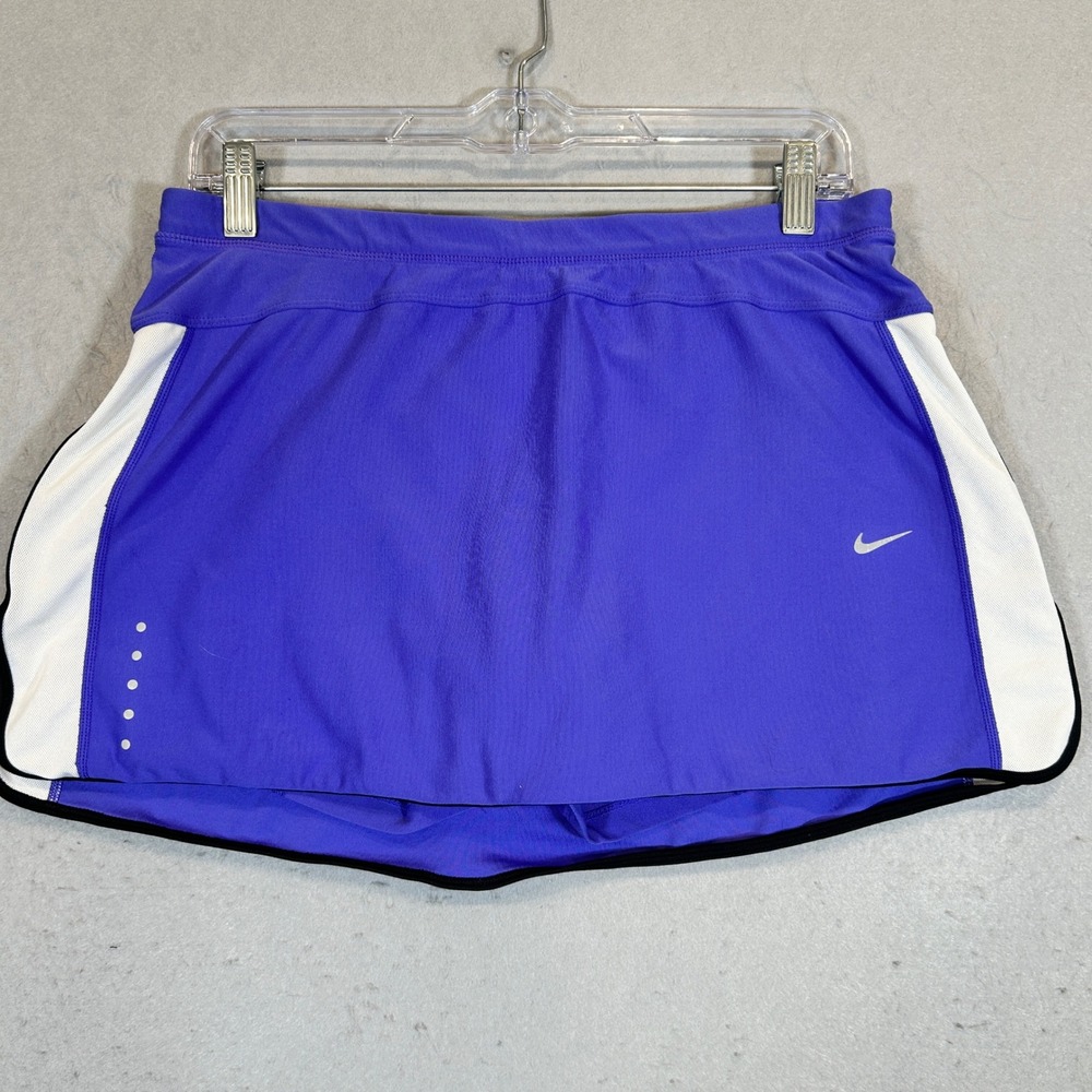 Nike Skort Women Large Fit Dry Purple Running Mesh Panels Zipper Pocket